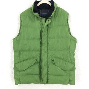 Banana Republic Down Puffer Vest Mens M Green Full Zip Mock Neck Lined Pockets